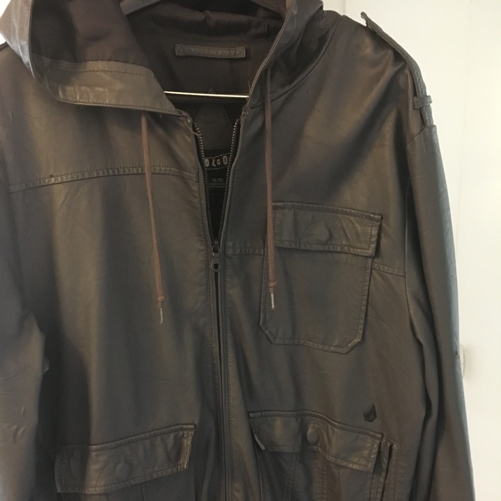 Men's Volcom faux leather hoodie